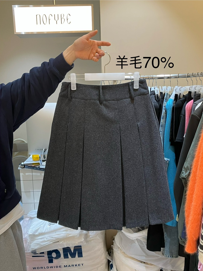 NOFYBE東大門㊣直郵女士新品真品時尚休閑短裙百褶羊毛褶裙NOFYBE短裙