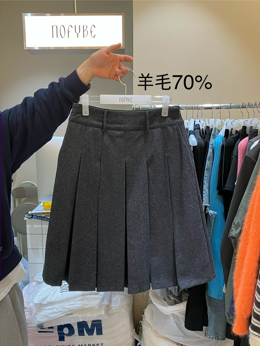 NOFYBE東大門㊣直郵女士新品真品時尚休閑短裙百褶羊毛褶裙NOFYBE短裙