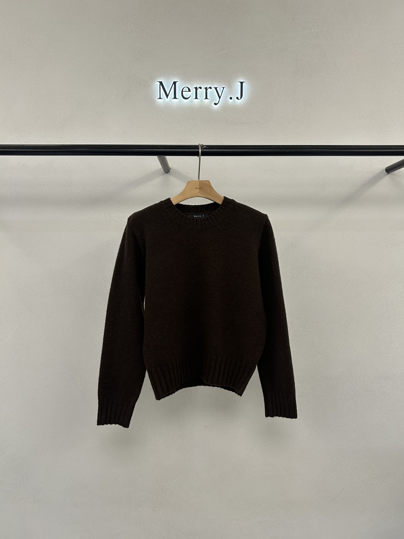 MERRY-J韓國代購㊣女士新款真品休閑人氣熱賣職業針織衫羊毛MERRY-J針織衫圖色3棕色