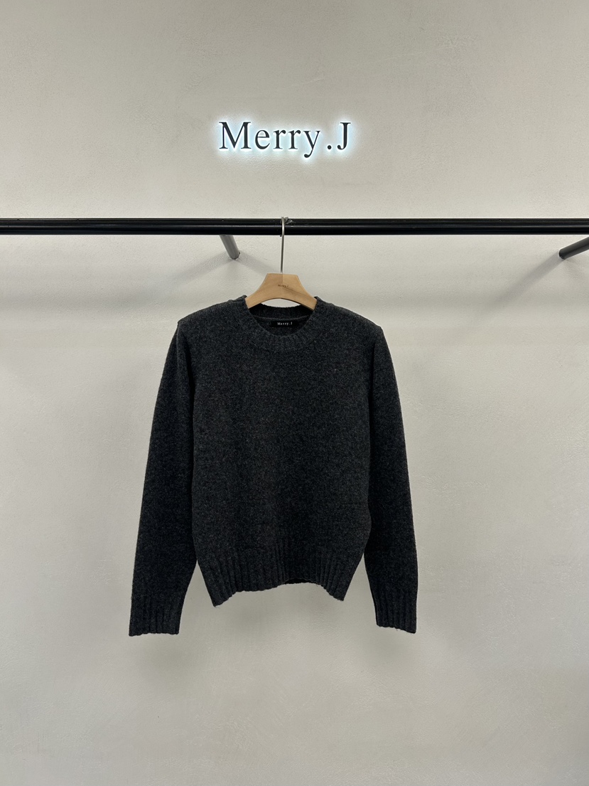 MERRY-J韓國代購㊣女士新款真品休閑人氣熱賣職業針織衫羊毛MERRY-J針織衫圖色4墨色
