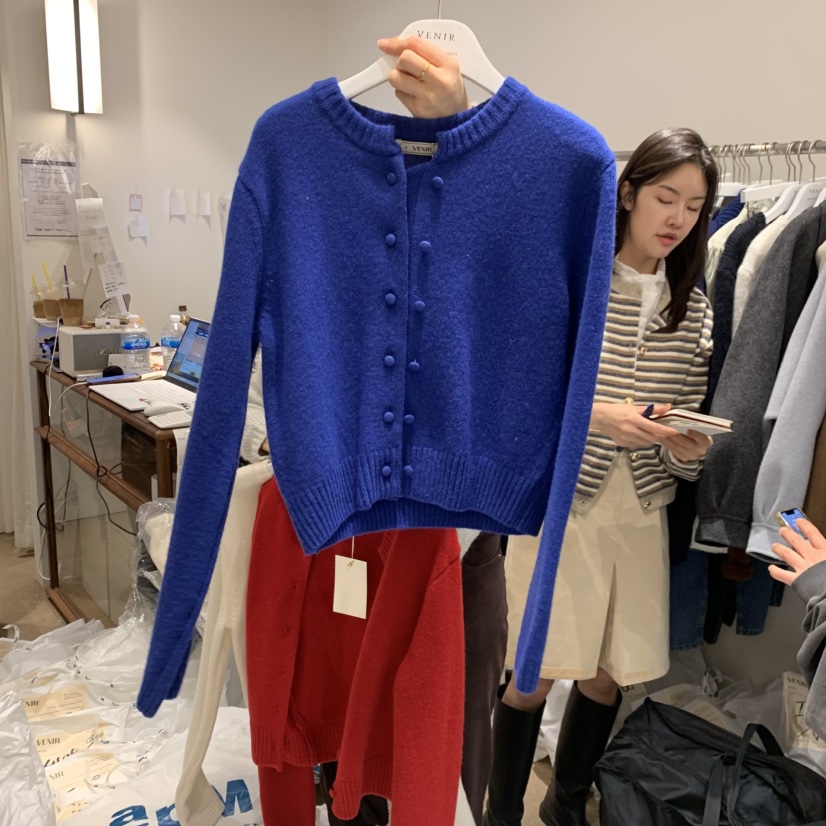 VENIR-a東大門㊣直郵女裝新款熱賣休閑職業25秋冬針織衫紐扣VENIR-a針織衫圖色6