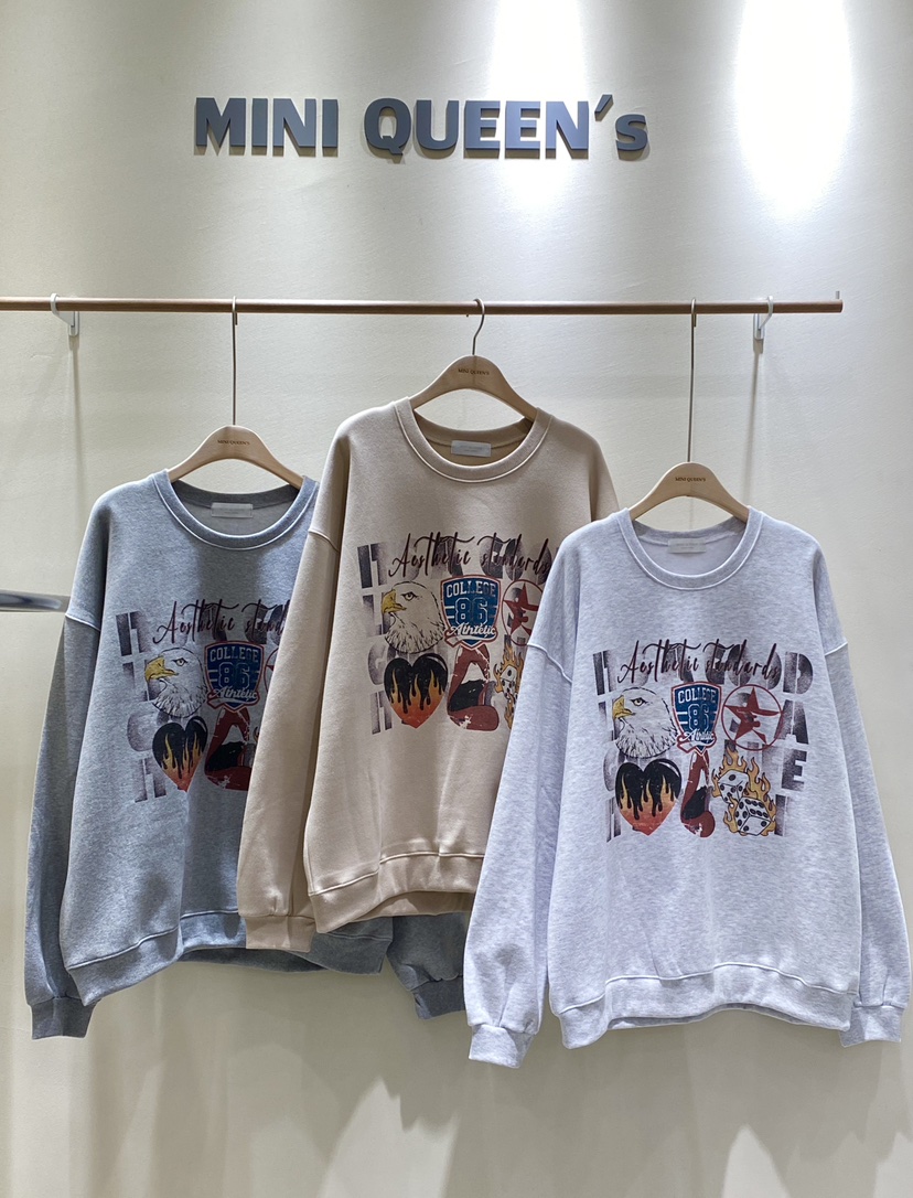 MINIQUEENS韓國代購㊣女裝新品推薦熱賣25秋冬人氣休閑衛衣MINIQUEENS衛衣