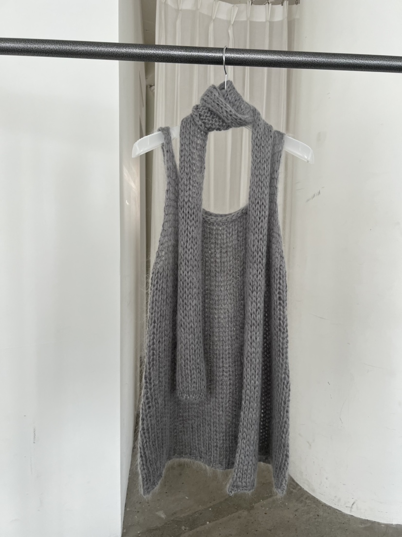 AUBE東大門㊣代購女士新品25秋冬人氣吊帶背心含飄帶馬海毛AUBE吊帶/背心