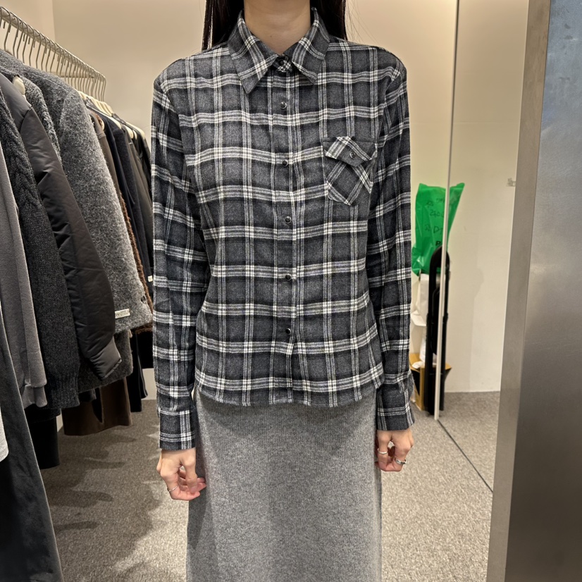 ALTER東大門㊣直郵女士新品時尚真品25秋冬休閑襯衫蕾絲衫格紋Alter襯衫/蕾絲衫
