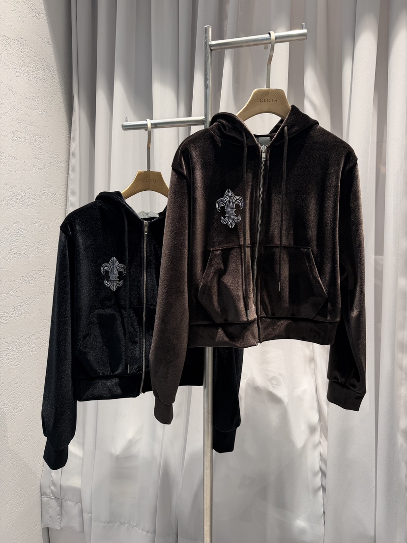 CLOTH韓國代購㊣女士新款人氣夾克天鵝絨連帽拉鏈連帽拉鏈衫CLOTH夾克