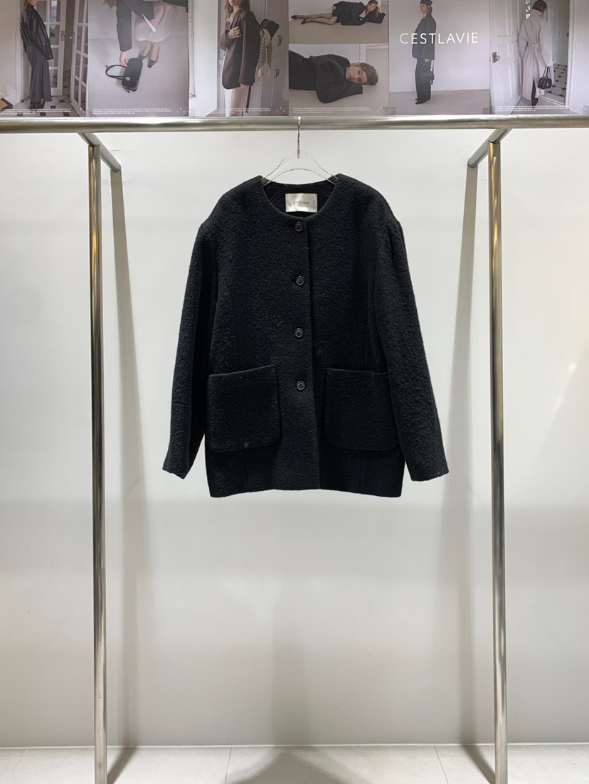 CESTLAVIE韓國直郵㊣女士新品時尚人氣25秋冬職業夾克羊駝毛CESTLAVIE夾克圖色3