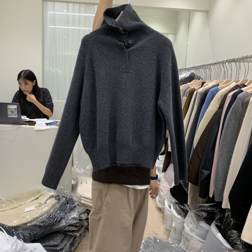 AMY GRACE東大門㊣實拍女士新款時尚推薦職業人氣針織衫紐扣AMY GRACE針織衫圖色2