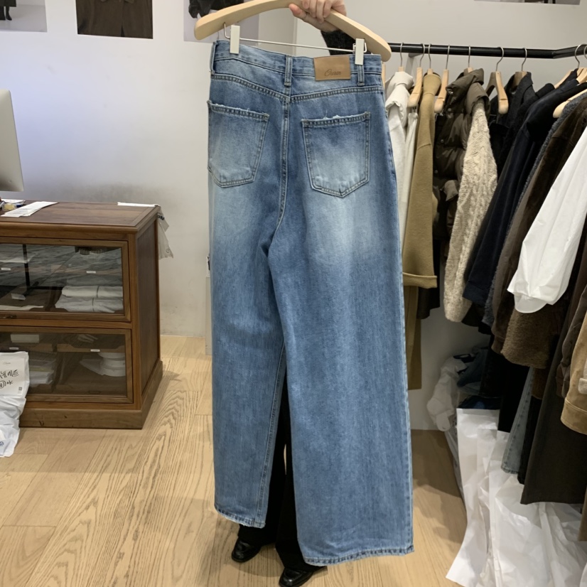 OURIN韓國代購㊣女士新款職業休閑人氣時尚推薦真品25秋冬牛仔褲OURIN牛仔褲
