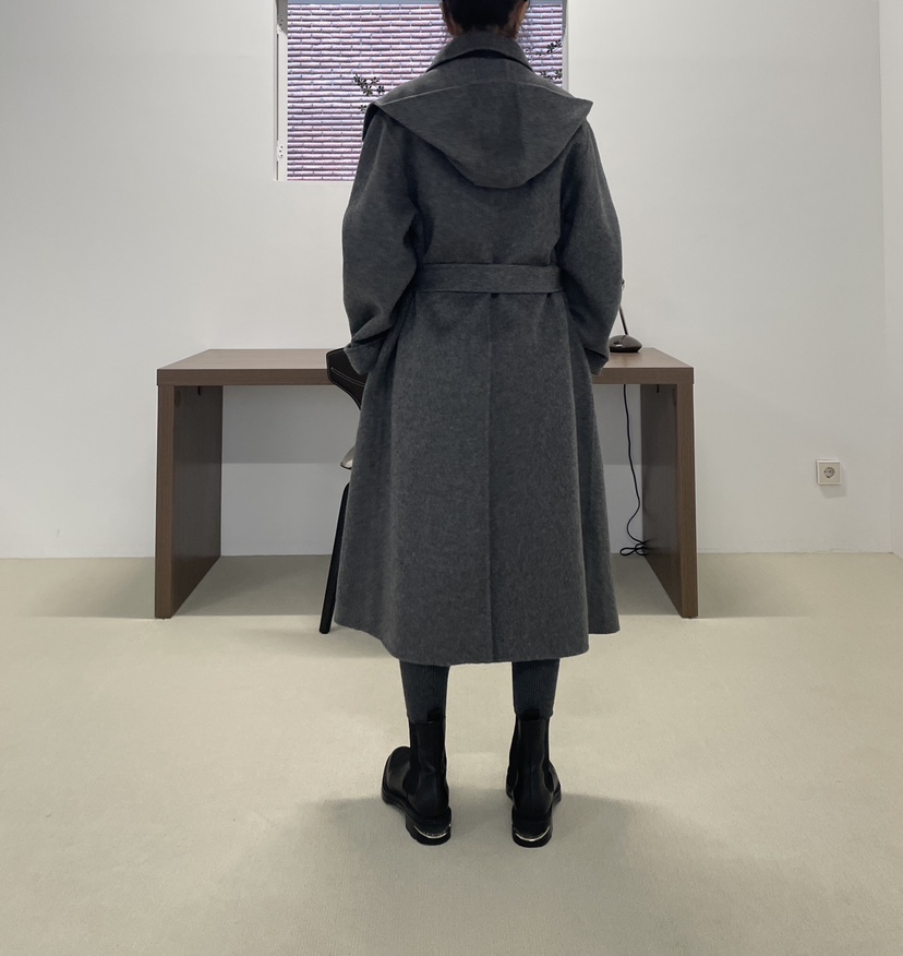 CHAHEE韓國直郵㊣女士新款人氣休閑25秋冬中長款大衣羊絨連帽CHAHEE中長款大衣