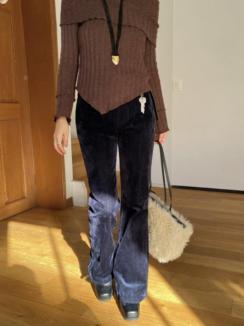 OUPPT東大門㊣代購女裝新品休閑人氣真品職業推薦休閑褲天鵝絨OUPPT休閑褲