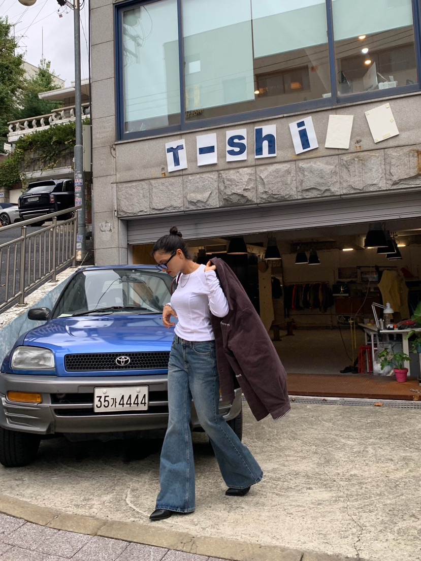 SUNDER MARKET韓國代購㊣女士新品25秋冬職業時尚人氣牛仔褲SUNDER MARKET牛仔褲