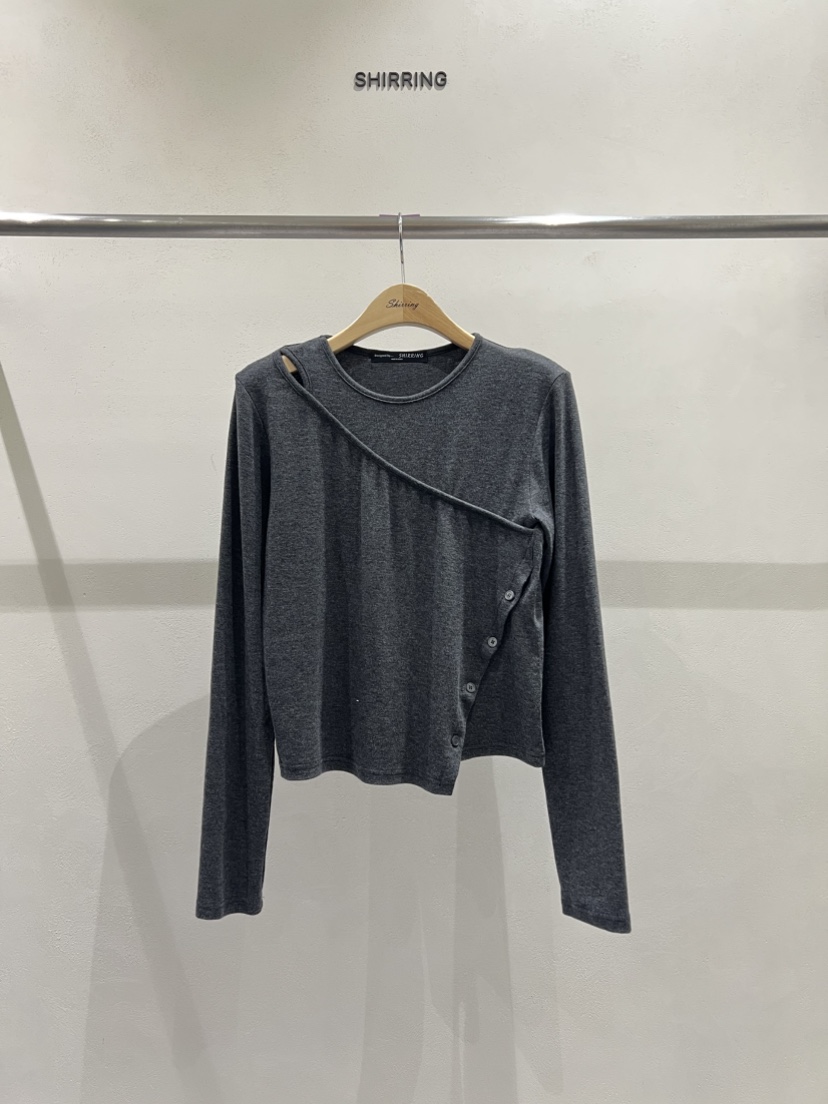 SHIRRING東大門㊣直郵女裝新品人氣職業熱賣真品時尚長袖T恤SHIRRING長袖T恤圖色2