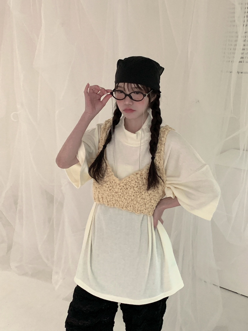 MAISONDEGLORY韓國代購㊣女裝新款時尚T恤不含吊帶安哥拉套裝MAISON DE GLORYT恤