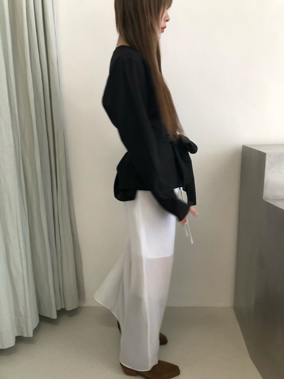 VIVID東大門㊣代購女裝新款推薦真品休閑熱賣長裙透視雪紡長款VIVID長裙