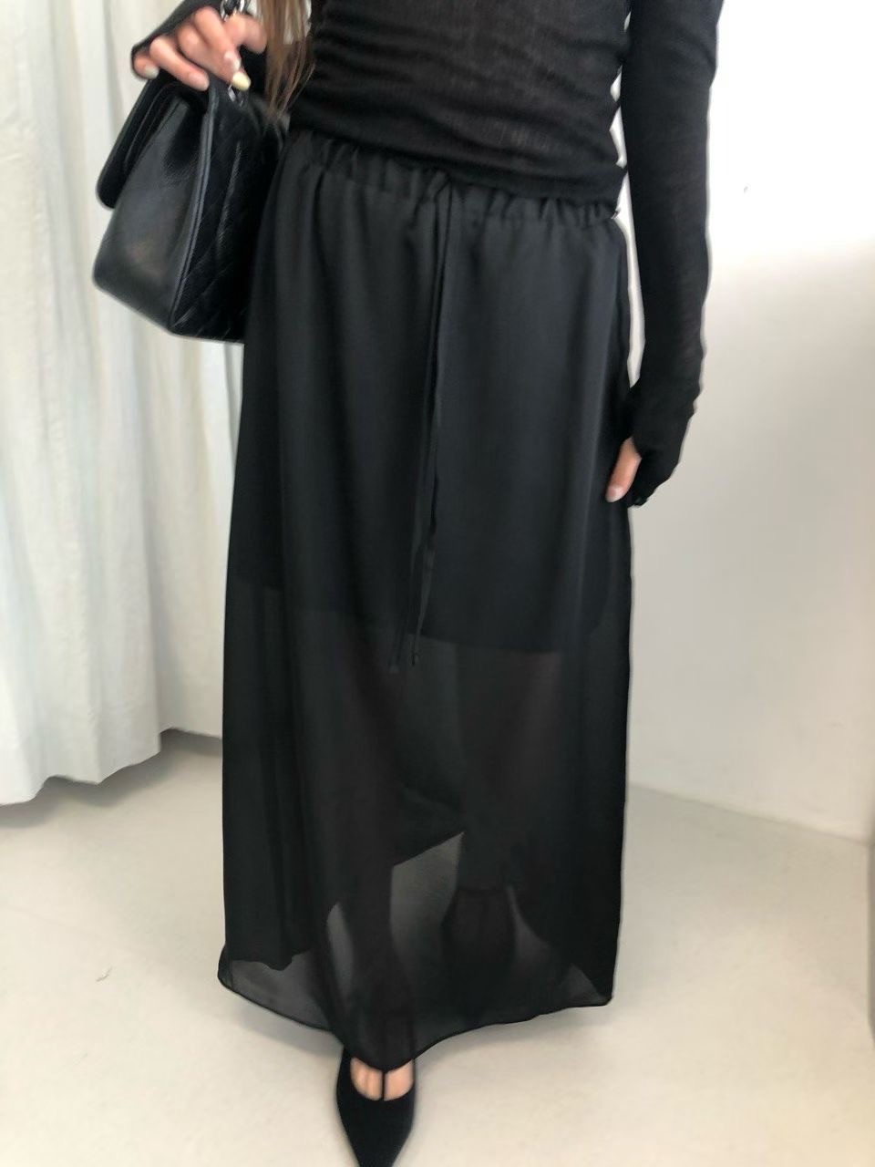 VIVID東大門㊣代購女裝新款推薦真品休閑熱賣長裙透視雪紡長款VIVID長裙圖色2