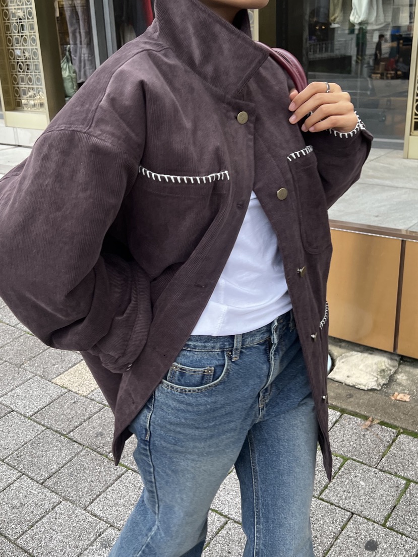 SUNDER MARKET韓國直郵㊣女士新款推薦熱賣夾克燈芯絨刺繡SUNDER MARKET夾克