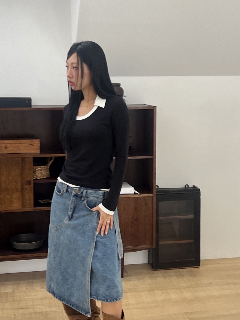 SUNDER MARKET韓國代購㊣女裝新品人氣推薦熱賣職業長袖T恤SUNDER MARKET長袖T恤