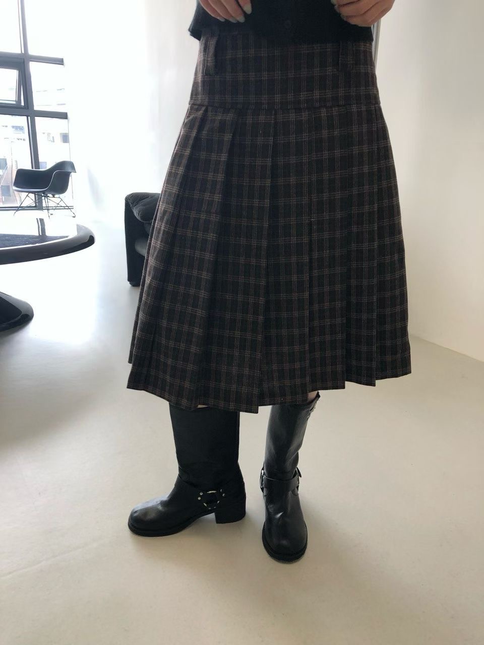 VIVID東大門㊣實拍女士新品25秋冬時尚真品半身裙中短裙格紋VIVID半身裙/中短裙圖色2