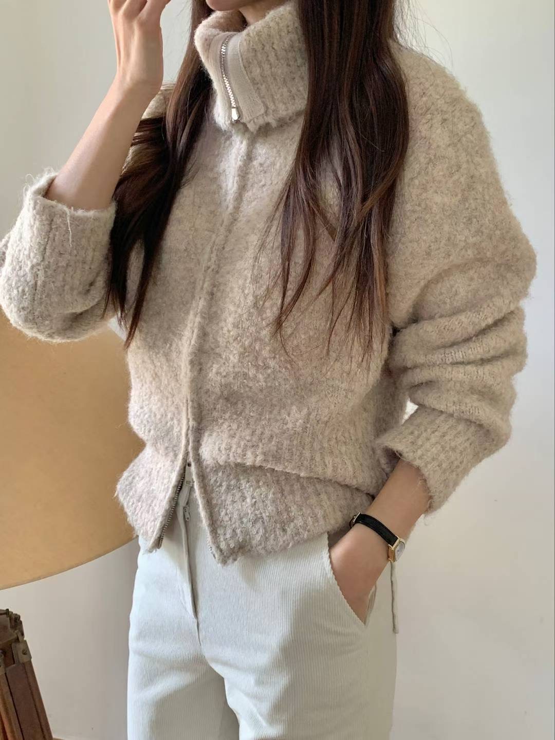 MARLY東大門㊣實拍女裝新品真品人氣時尚25秋冬熱賣針織衫拉鏈MARLY針織衫
