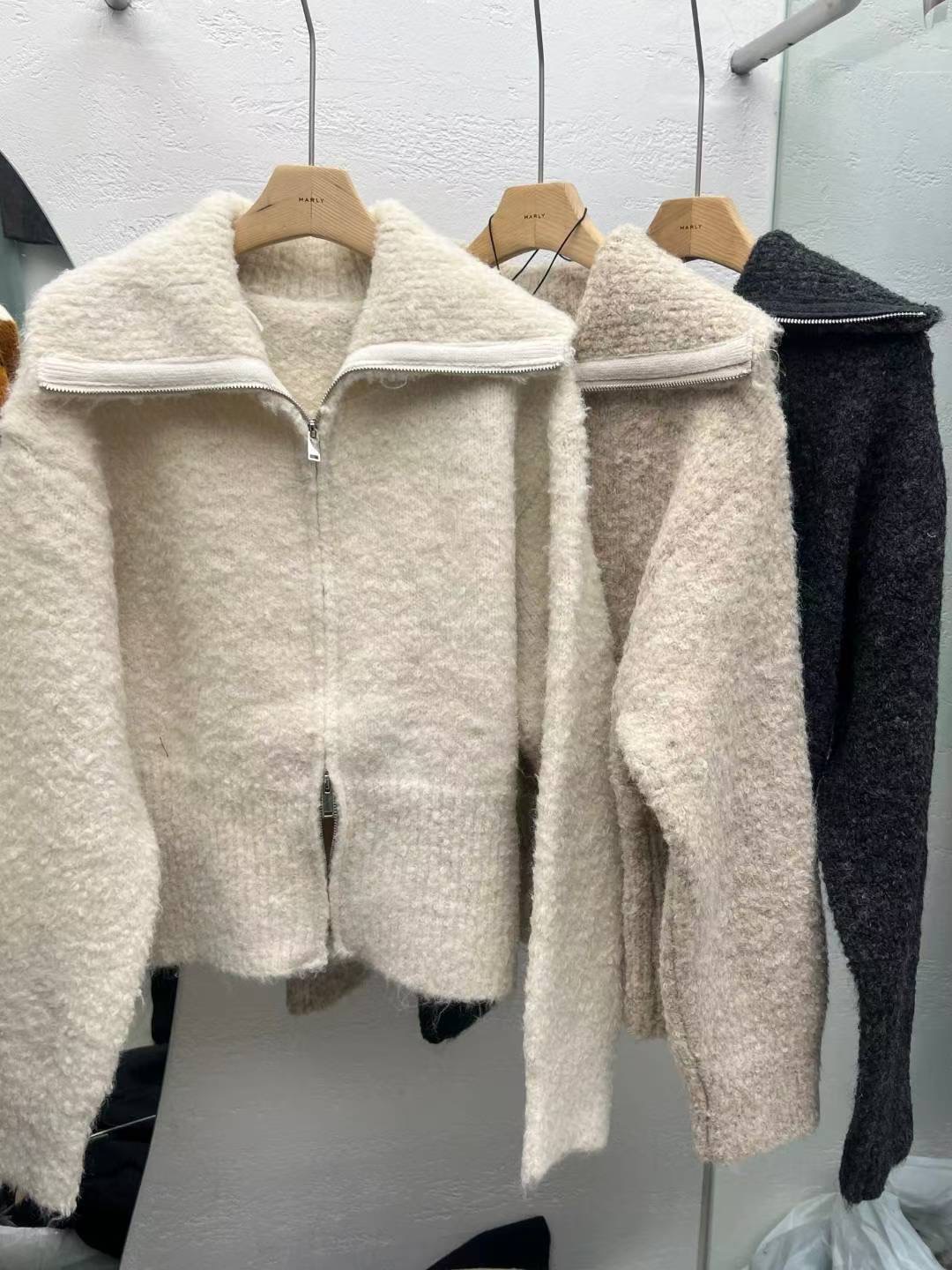 MARLY東大門㊣實拍女裝新品真品人氣時尚25秋冬熱賣針織衫拉鏈MARLY針織衫圖色3左三色