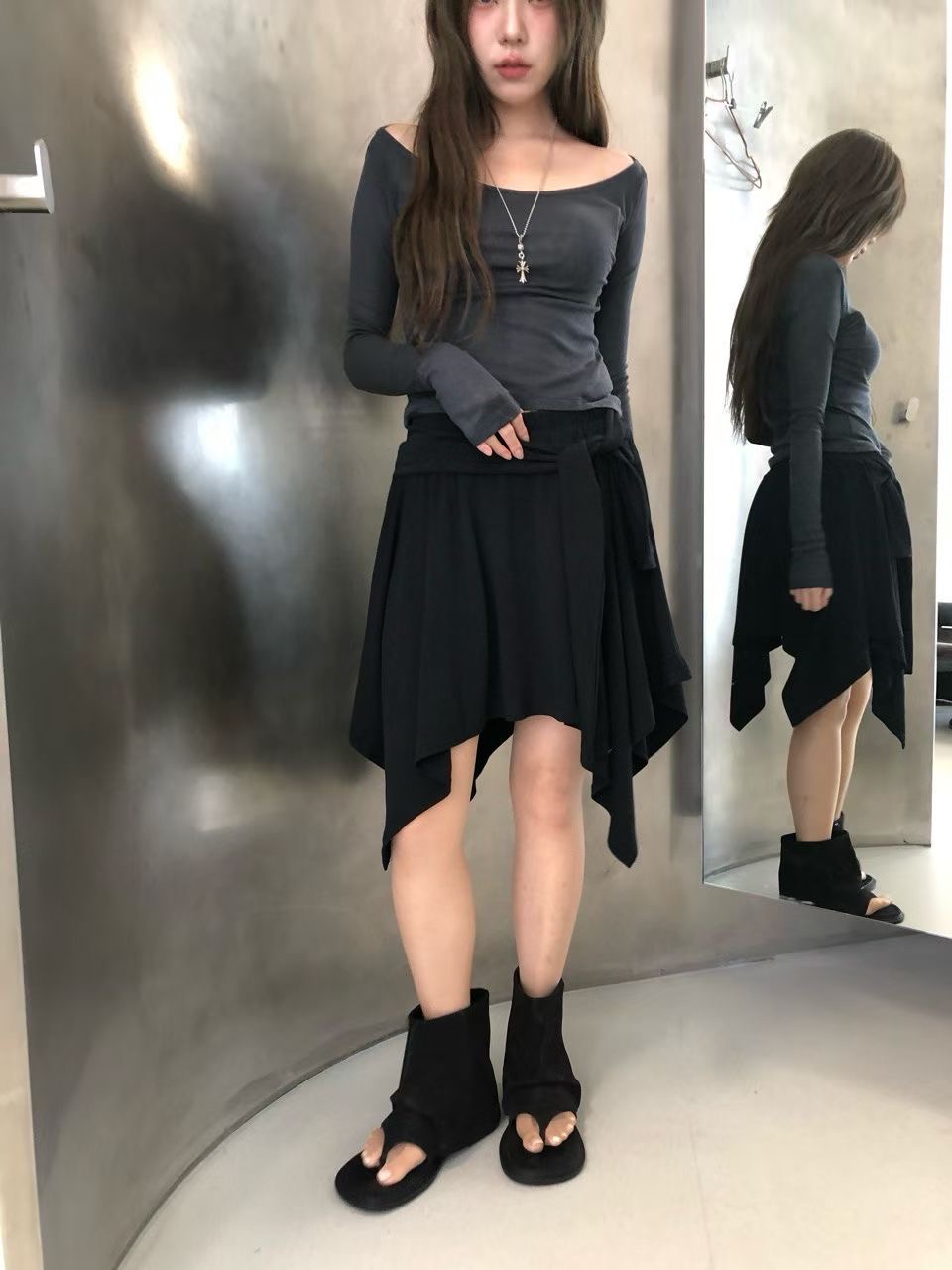 VIVID韓國代購㊣女裝新款真品休閑25秋冬人氣熱賣半身裙中短裙VIVID半身裙/中短裙圖色2