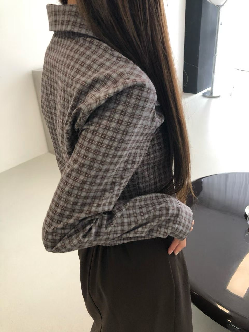 VIVID韓國直郵㊣女士新款休閑25秋冬人氣襯衫蕾絲衫搖粒絨格紋VIVID襯衫/蕾絲衫