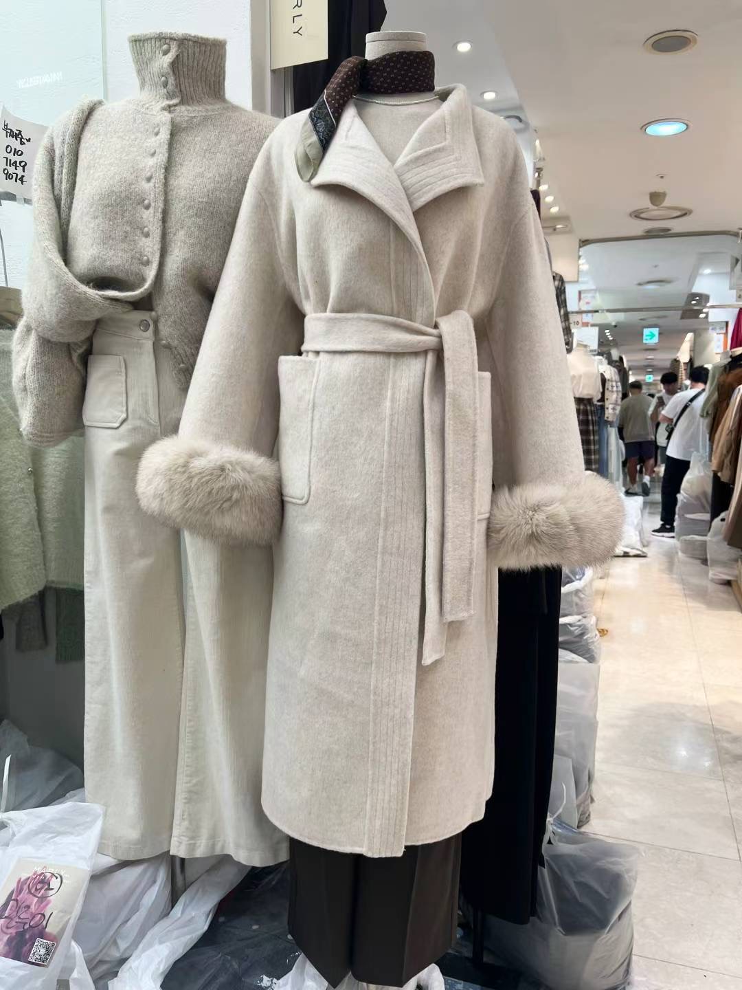 MARLY韓國直郵㊣女裝新品時尚人氣休閑推薦熱賣25秋冬中長款大衣MARLY中長款大衣
