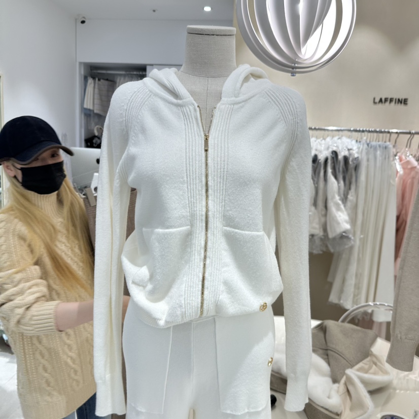 LAFFINE-P韓國直郵㊣女士新款真品25秋冬休閑針織衫連帽衫LAFFINE-P針織衫