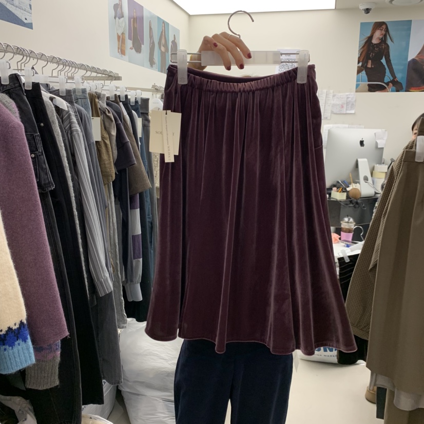 SOLD OUT東大門㊣實拍女士新品人氣25秋冬半身裙中短裙絲絨紐扣SOLD OUT半身裙/中短裙