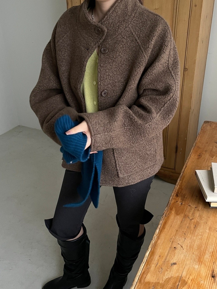 MUSHROOM EFFECT東大門㊣代購女士新款推薦人氣時尚短款大衣MUSHROOM EFFECT短款大衣