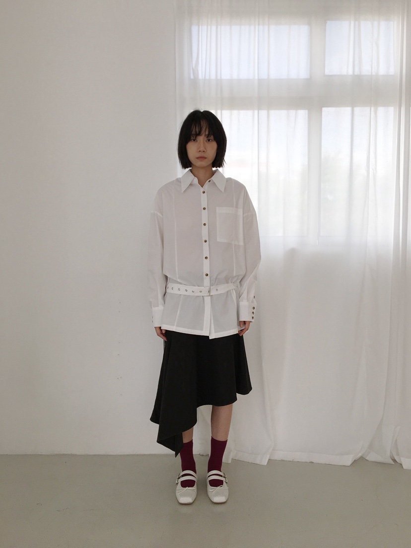 CCW東大門㊣直郵女士新款休閑真品人氣時尚襯衫蕾絲衫含腰帶CCW--NYUNYU襯衫/蕾絲衫