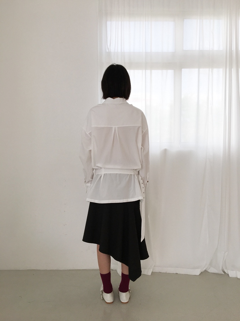 CCW東大門㊣直郵女士新款休閑真品人氣時尚襯衫蕾絲衫含腰帶CCW--NYUNYU襯衫/蕾絲衫