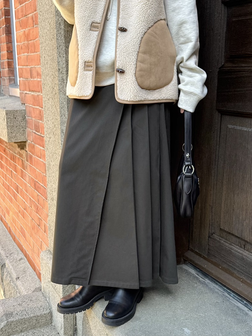 THE ABLE東大門㊣實拍女裝新款時尚休閑人氣職業長裙百褶褶裙THE ABLE/TA長裙