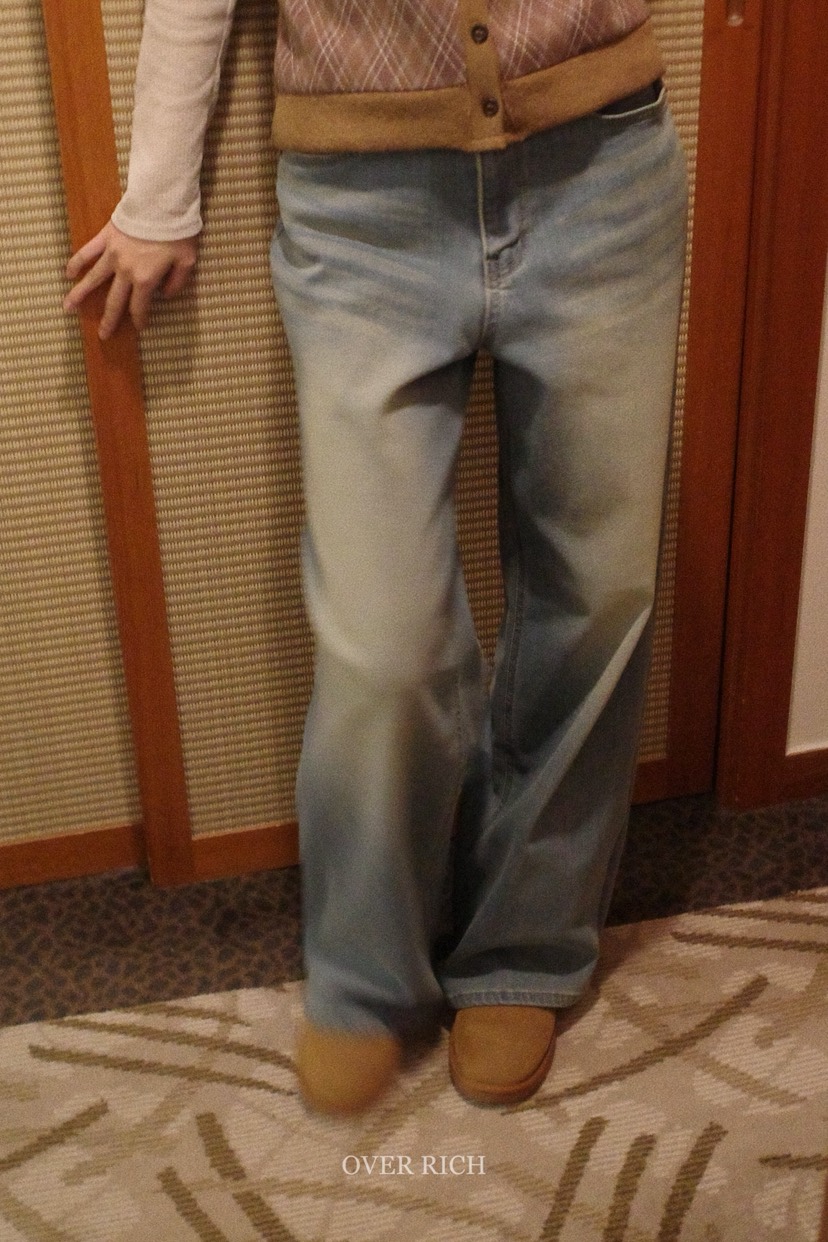 OVER RICH韓國代購㊣女士新品人氣熱賣休閑職業推薦牛仔褲OVER RICH牛仔褲