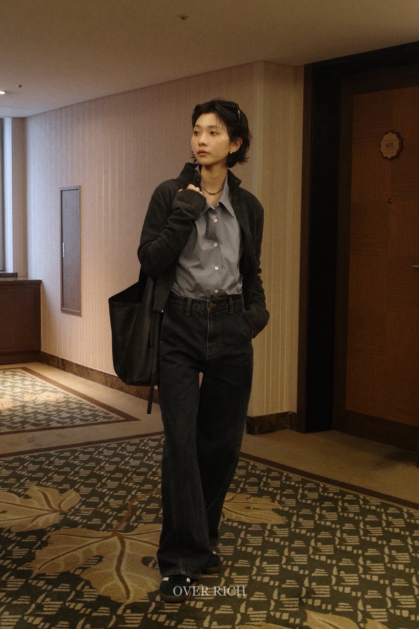 OVER RICH東大門㊣實拍女裝新款熱賣職業休閑時尚牛仔褲羊毛OVER RICH牛仔褲