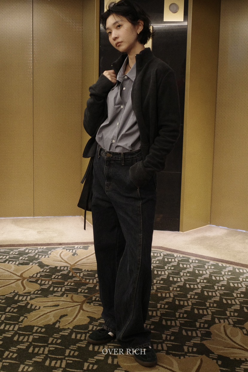 OVER RICH東大門㊣實拍女裝新款熱賣職業休閑時尚牛仔褲羊毛OVER RICH牛仔褲