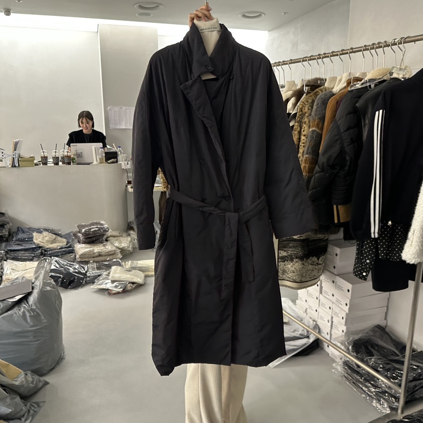 DOUBLE STANDARD/LE SMOKING/MAISONSTAFF韓國代購㊣女裝新款時尚長款羽絨服含腰帶填充鵝絨MAISONSTAFF長款羽絨服