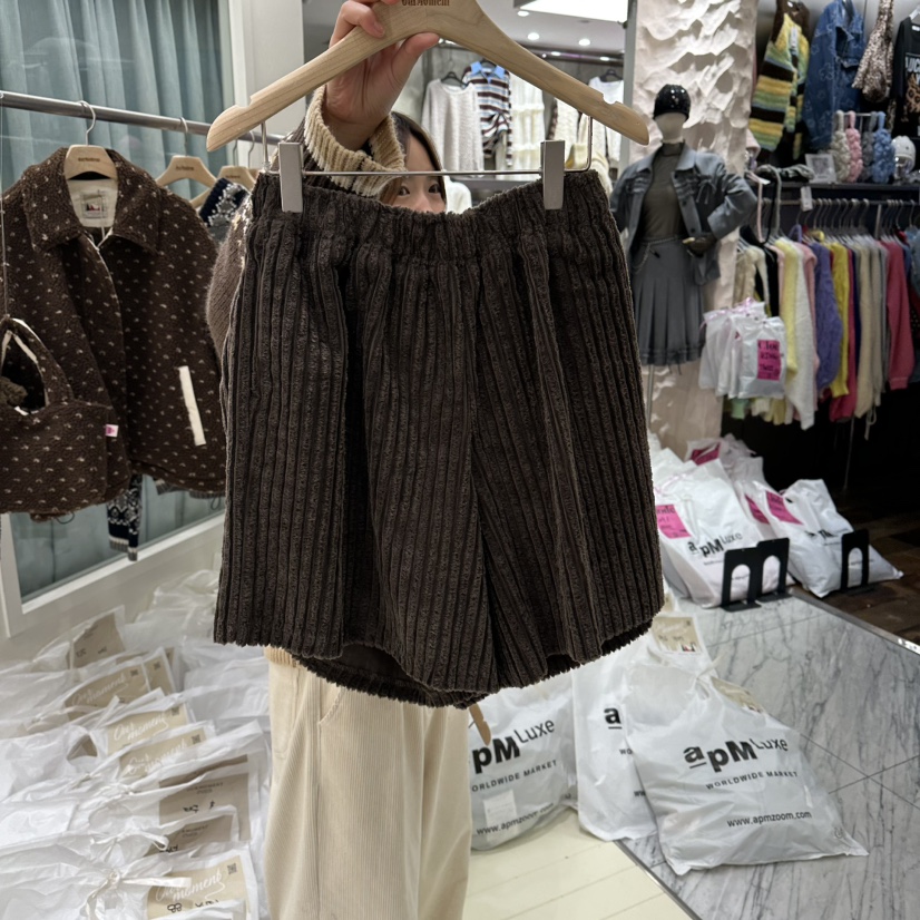 OURMOMENT東大門㊣代購女士新品休閑時尚25秋冬真品短褲燈芯絨OURMOMENT短褲圖色4