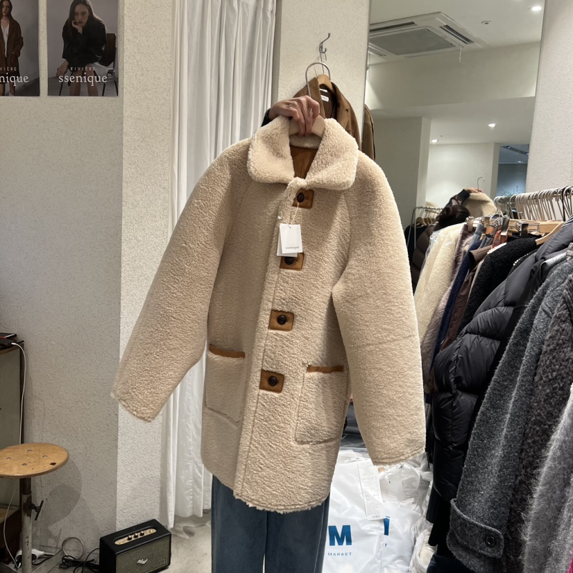 SSEMIENNE韓國直郵㊣女士新品真品休閑25秋冬時尚短款大衣雙面SSENIQUE短款大衣圖色1