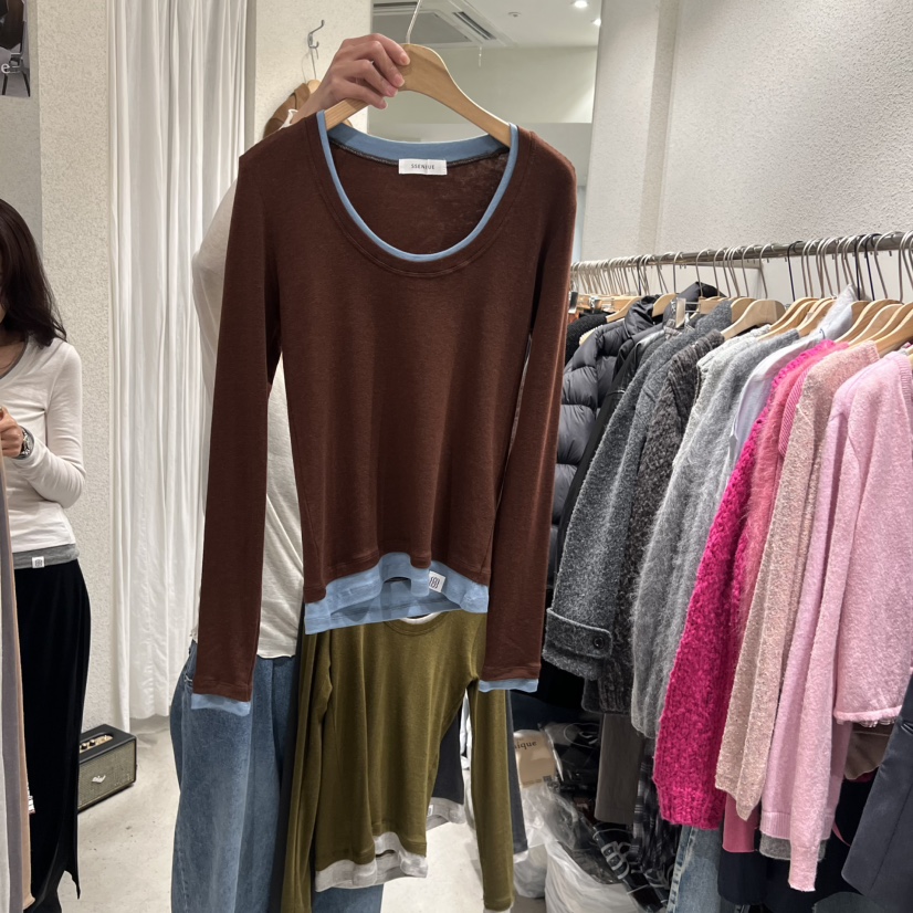 SSEMIENNE韓國代購㊣女裝新品真品時尚熱賣推薦長袖T恤羊絨SSENIQUE長袖T恤圖色3