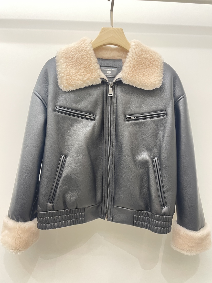 NYLON東大門㊣實拍女裝新品熱賣時尚人氣休閑真品夾克羊毛拉鏈NYLON夾克圖色2