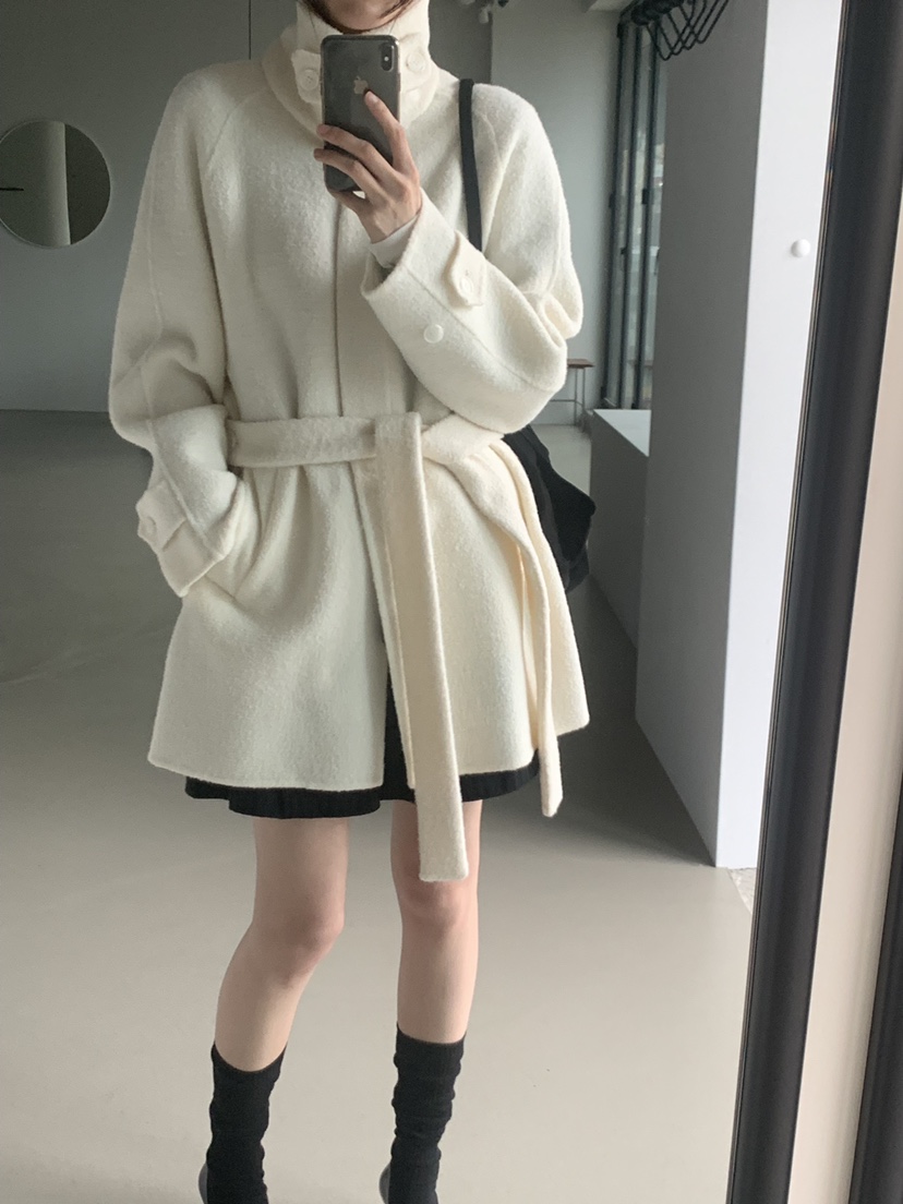 TRUE東大門㊣代購女士新款熱賣時尚職業人氣短款大衣含腰帶TRUE短款大衣