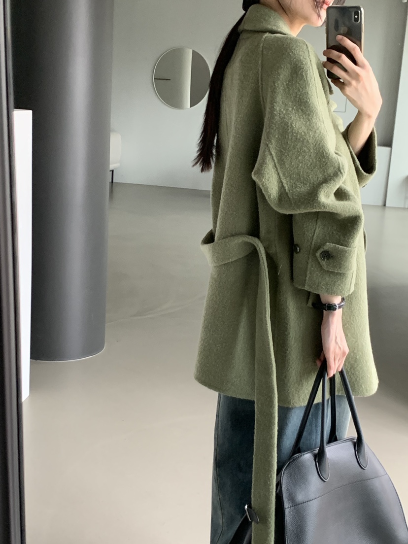 TRUE東大門㊣代購女士新款熱賣時尚職業人氣短款大衣含腰帶TRUE短款大衣