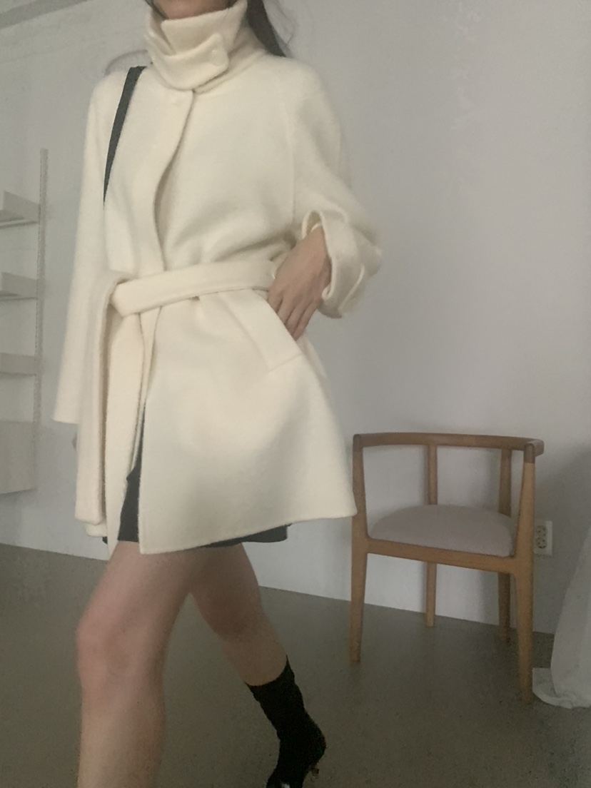 TRUE東大門㊣代購女士新款熱賣時尚職業人氣短款大衣含腰帶TRUE短款大衣