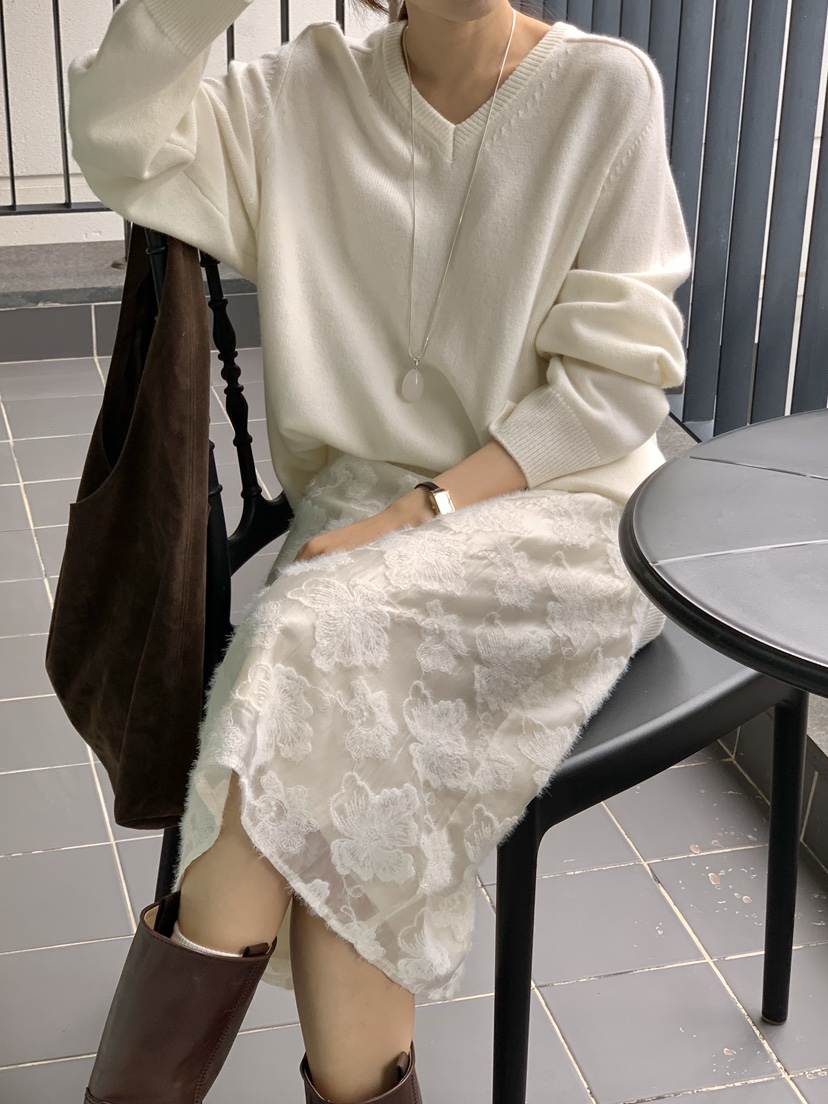 SOFTNESS東大門㊣實拍女裝新品人氣25秋冬半身裙中短裙蕾絲Softness/Cosmic半身裙/中短裙