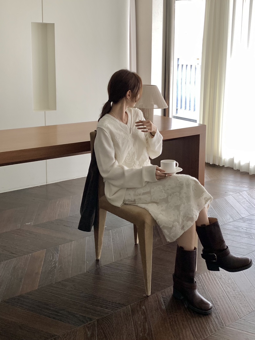 SOFTNESS東大門㊣實拍女裝新品人氣25秋冬半身裙中短裙蕾絲Softness/Cosmic半身裙/中短裙