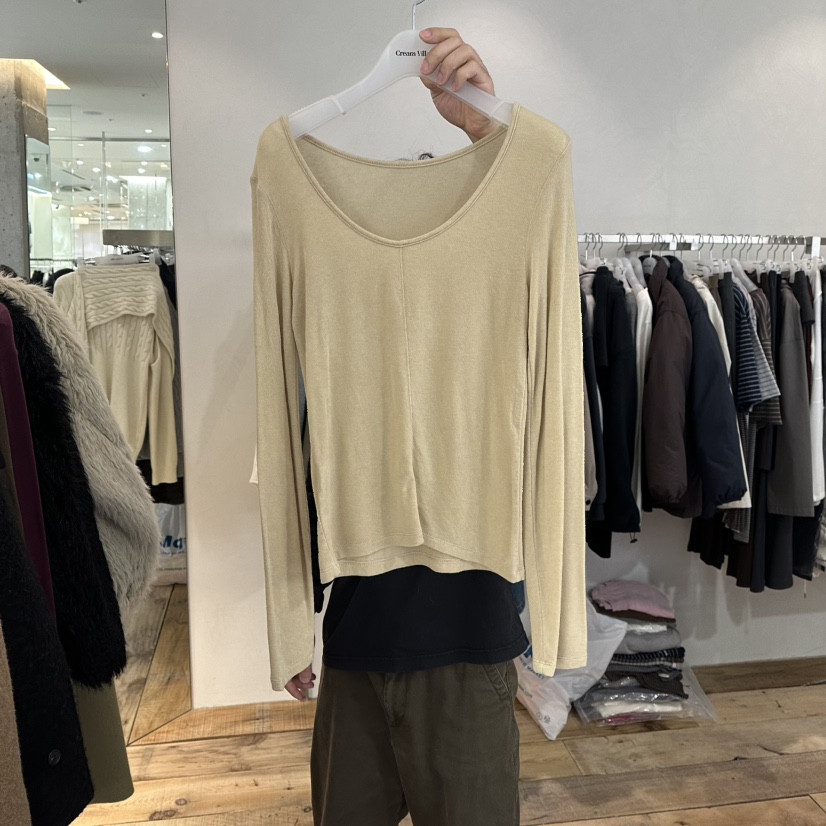 CREAM VILLA韓國直郵㊣女士新品時尚長袖T恤兩面穿CREAMVILLA長袖T恤