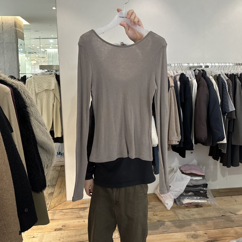 CREAM VILLA韓國直郵㊣女士新品時尚長袖T恤兩面穿CREAMVILLA長袖T恤圖色2