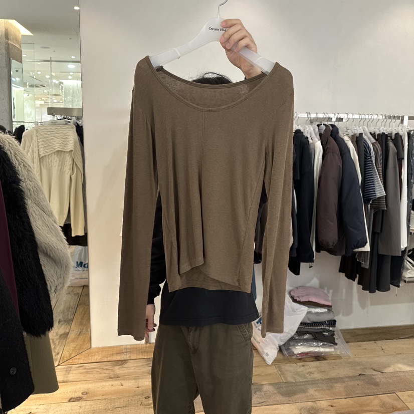 CREAM VILLA韓國直郵㊣女士新品時尚長袖T恤兩面穿CREAMVILLA長袖T恤圖色3