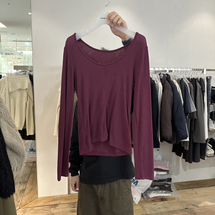 CREAM VILLA韓國直郵㊣女士新品時尚長袖T恤兩面穿CREAMVILLA長袖T恤圖色4